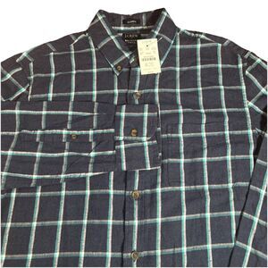 NWT J.Crew Brushed Twill‎ Men’s M Classic Fit Blue Plaid Long Sleeve Button Down
